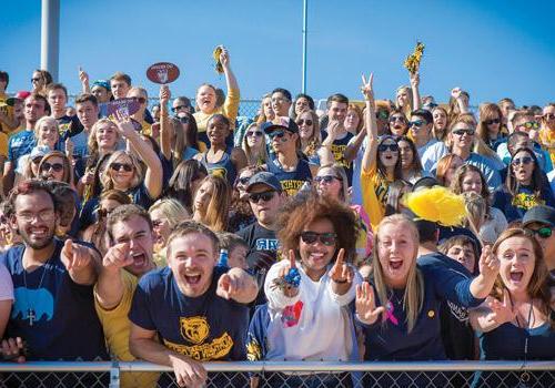 Students show their Bear Pride during the game.